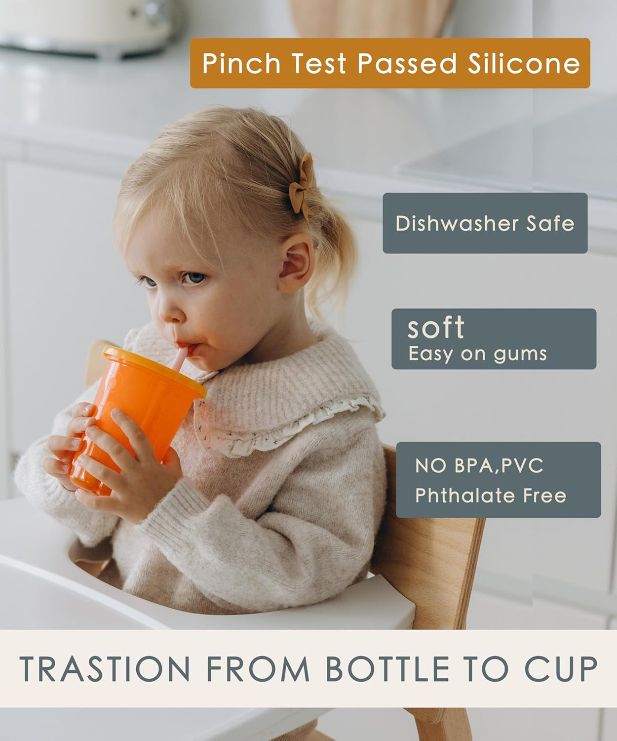 Mini Short Pinch Test Passed Small 5.5" Replacement Reusable Toddlers& Kids&Baby Silicone Small Straws for the First Years Take & Toss Spill Proof Straw Cup-Safe Fun for Baby Teething Chewing