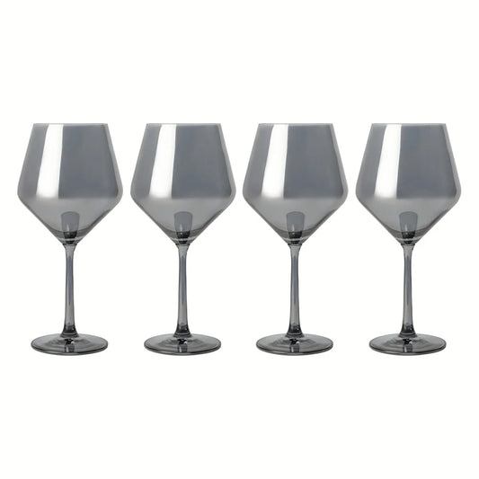 23 Fl Oz Smoke Iridescent Angled Wine Glasses, Set of 4